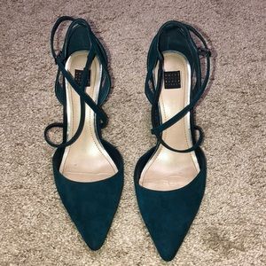 White House black market teal blue straps heel.